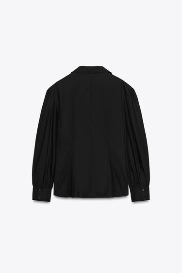 POPLIN SHIRT WITH TIED DETAILS ZW COLLECTION - Black by Zara - Image 5