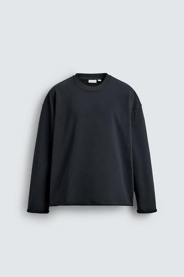 CREW NECK SWEATSHIRT WITH IRREGULAR FINISH - Dark navy by Zara