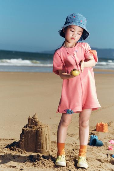 PLAIN FLEECE PLAYSUIT - Intense coral by Zara