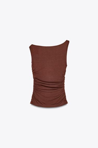 TWISTED STRAP TOP - Chocolate by Zara - Image 6