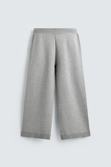 PANTALON EN MAILLE COUPE LARGE - Gris chiné de Zara - Image 8
