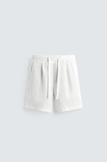 برمودا RELAXED FIT 100% كتان - أبيض by Zara