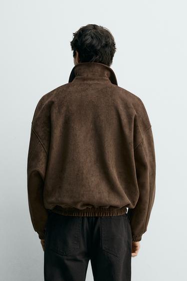 RELAXED FIT FAUX SUEDE JACKET - Brown by Zara - Image 2