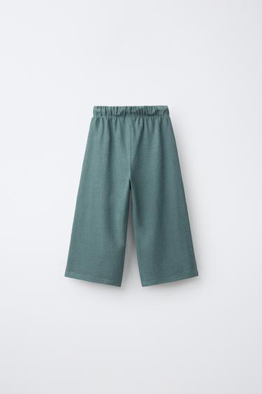 PANTALON LARGE À TEXTURE LISSE - Bleu canard de Zara - Image 1