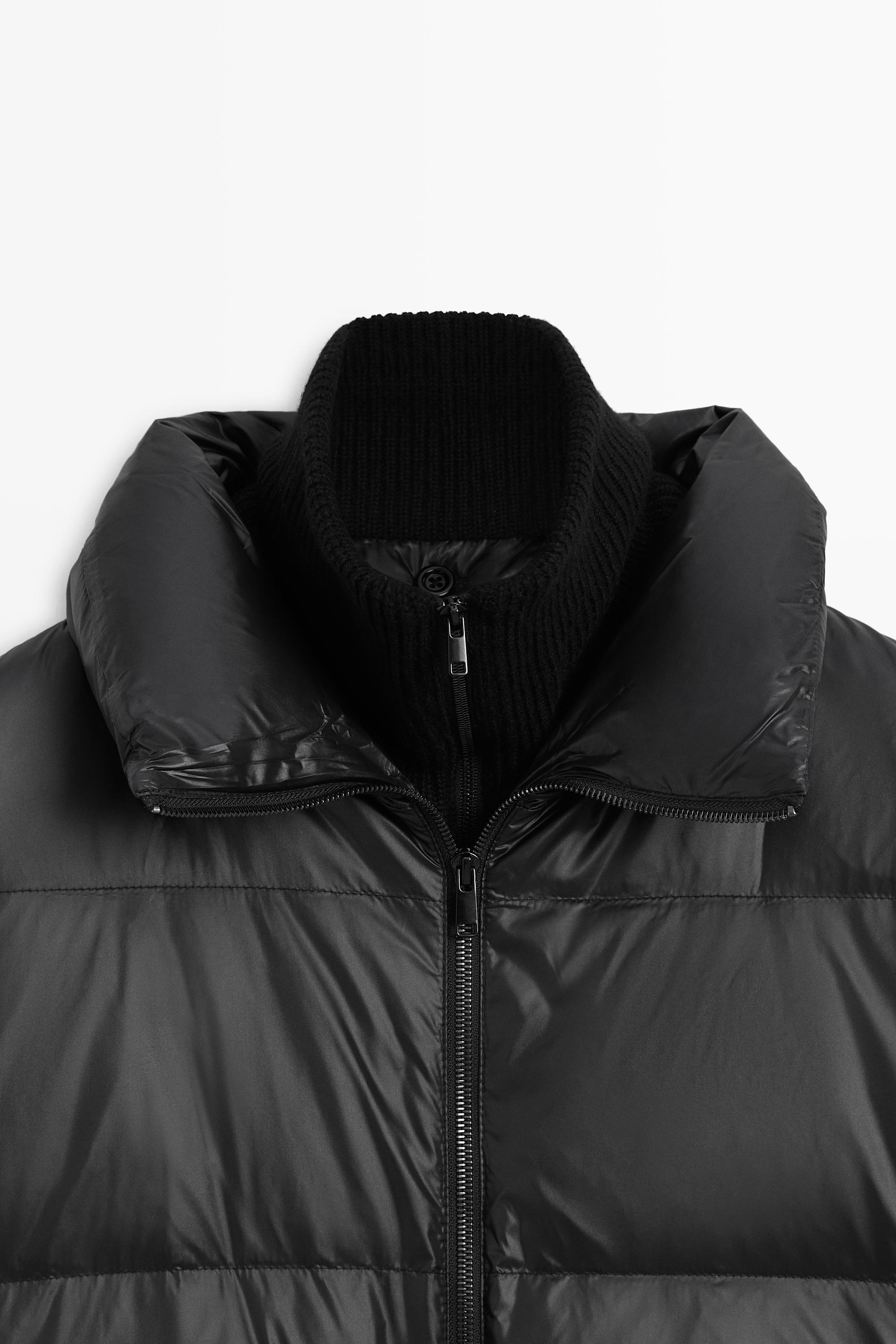 Veste doudoune col montant en tissu combiné