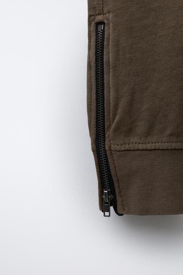 PANTALON SLIM À ZIPS - Marron clair de Zara - Image 3