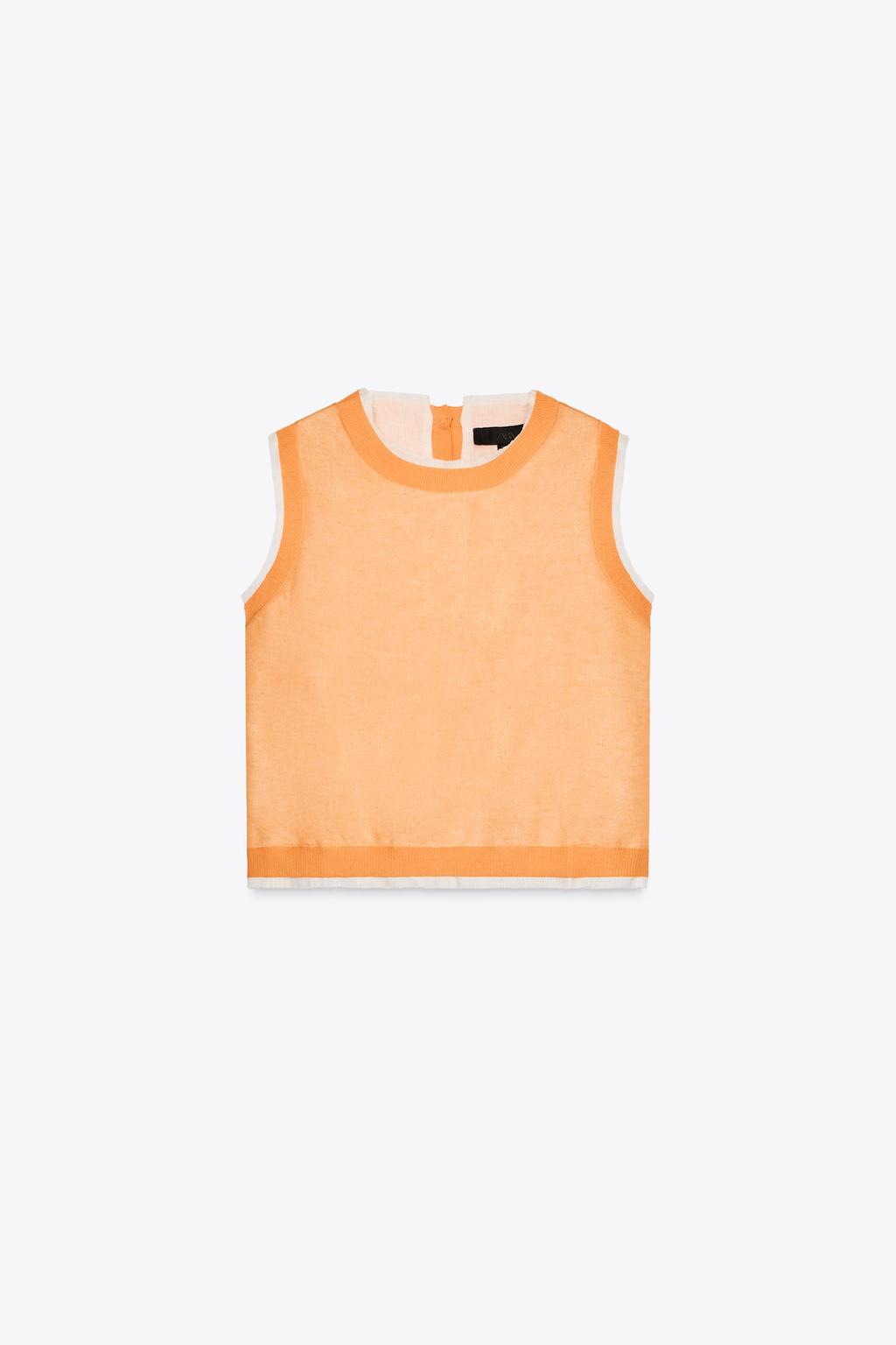 Thumbnail image for DOUBLE-LAYER KNIT LINEN BLEND TOP
