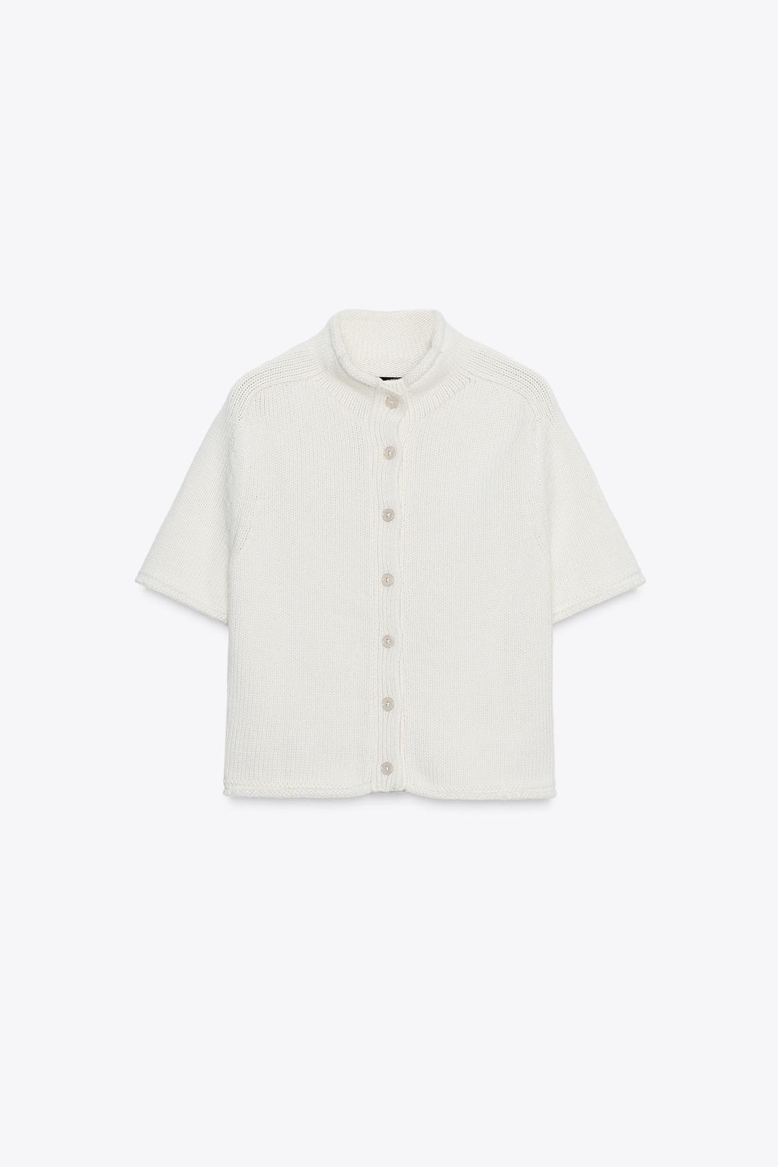 SHORT SLEEVE CARDIGAN - Ecru by Zara - Image 4