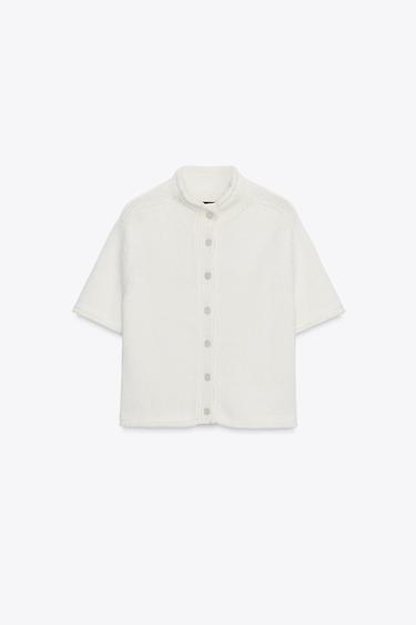 SHORT SLEEVE CARDIGAN - Ecru by Zara