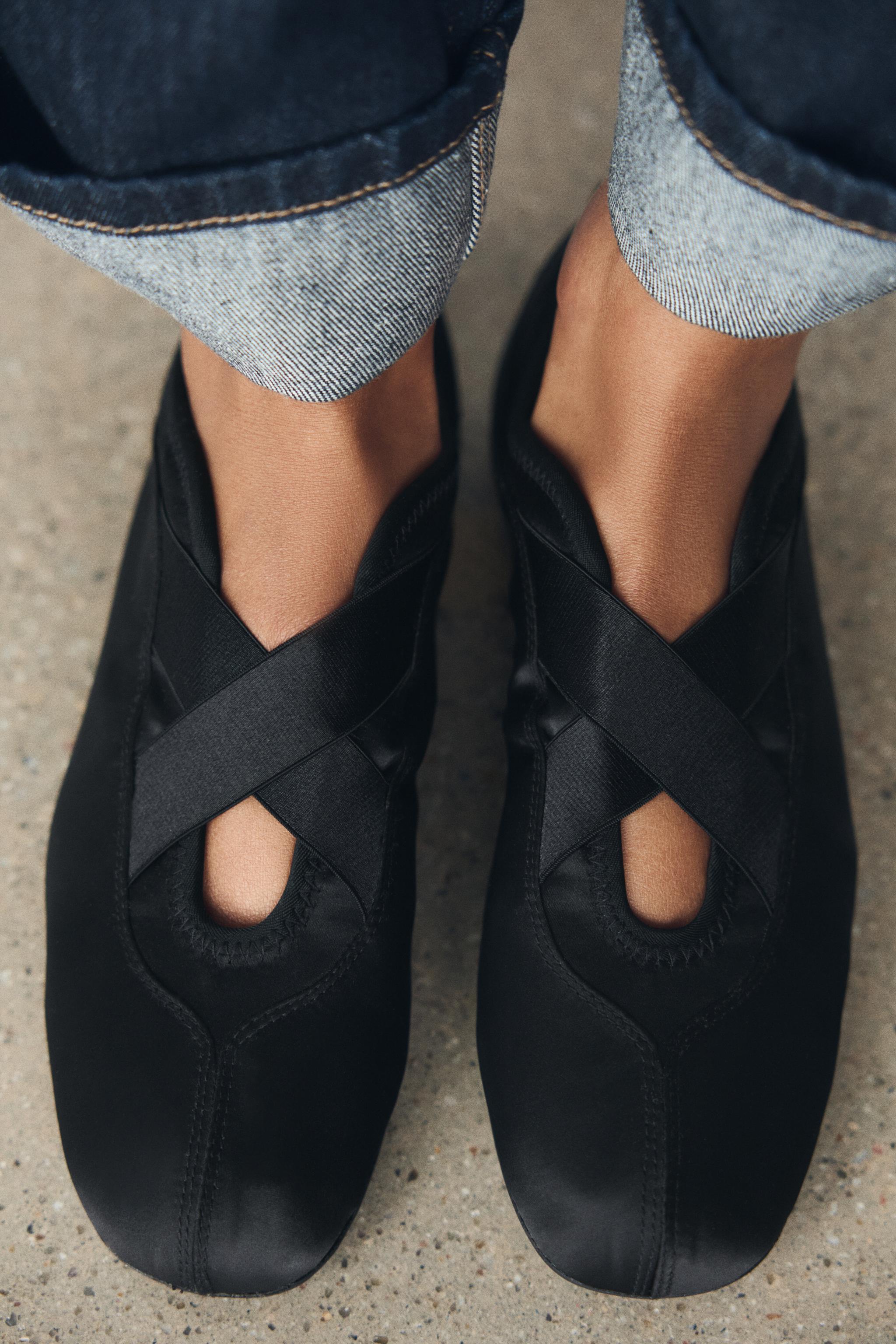 Black fashion flats zara