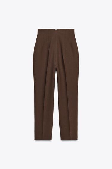 PANTALON TAILLE HAUTE - Marron de Zara - Image 5