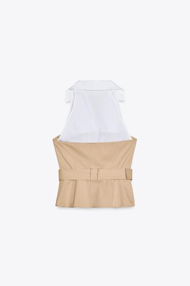 CONTRAST HALTER TOP - camel by Zara - Image 5