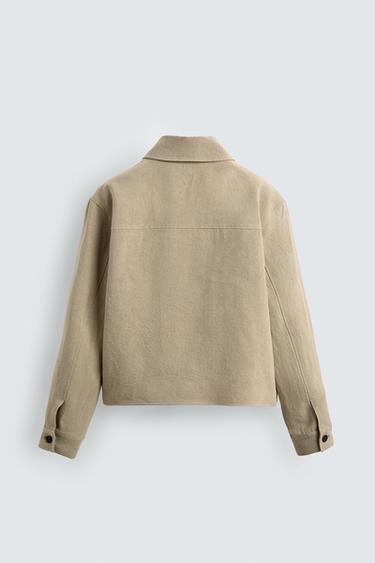 SURCHEMISE COURTE 100% LIN - Marron clair de Zara - Image 8