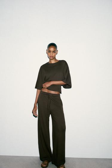PANTALONI DRITTI IN COTONE - Marrone di Zara