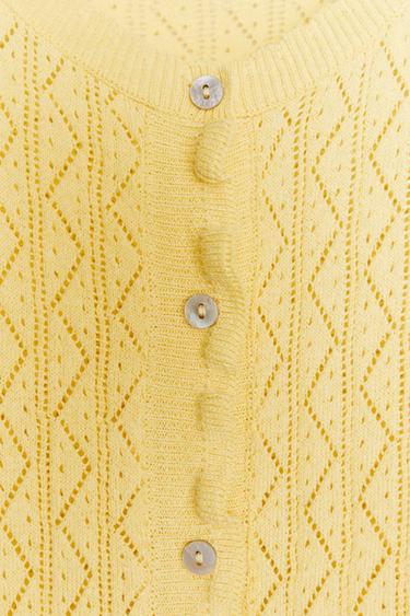 POINTELLE KNIT CARDIGAN WITH RUFFLES - Light yellow by Zara - Image 6