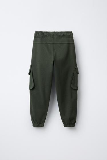 PANTALÓN FELPA CARGO - Verde de Zara