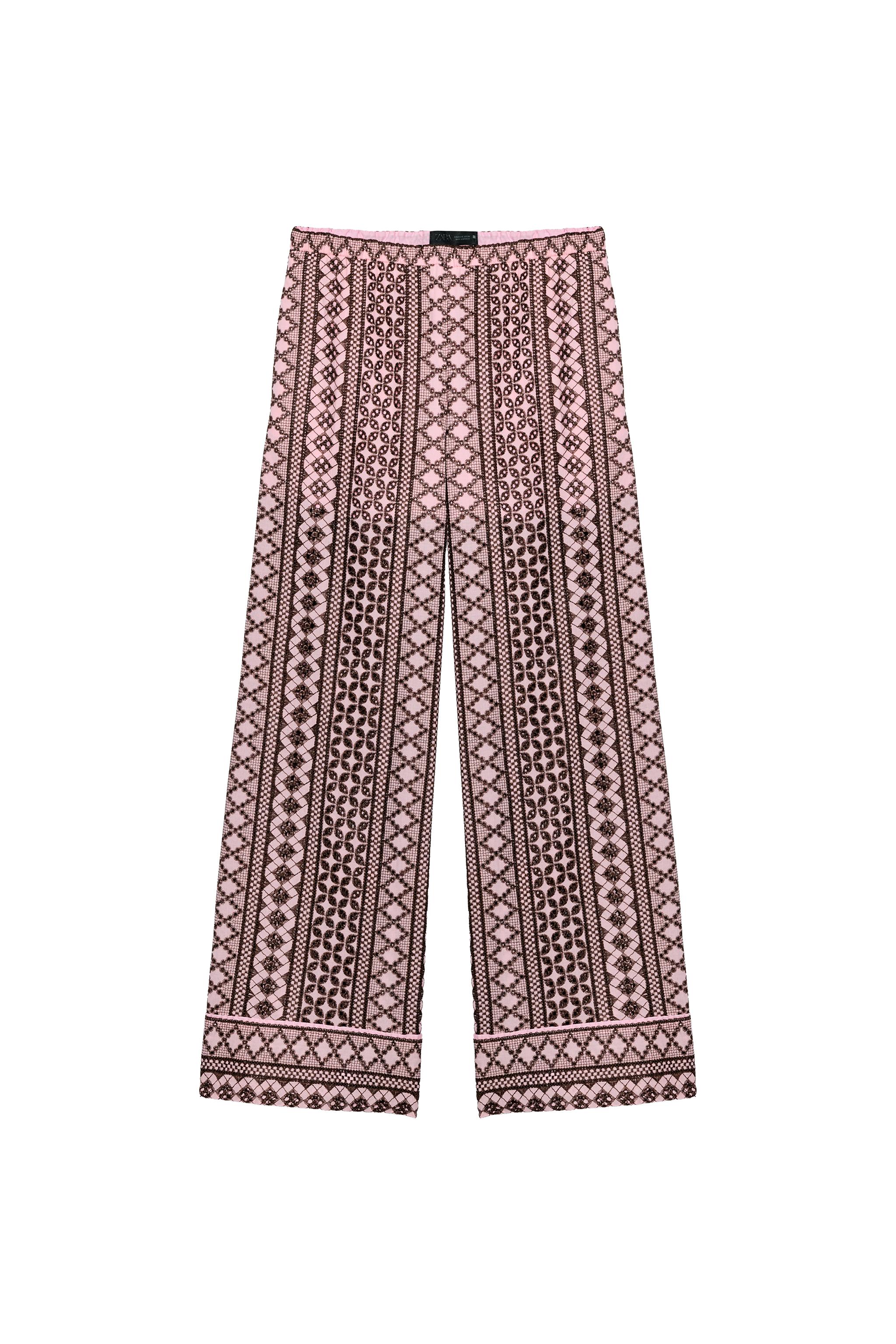 WIDE LEG PANTS WITH OPENWORK EMBROIDERY
