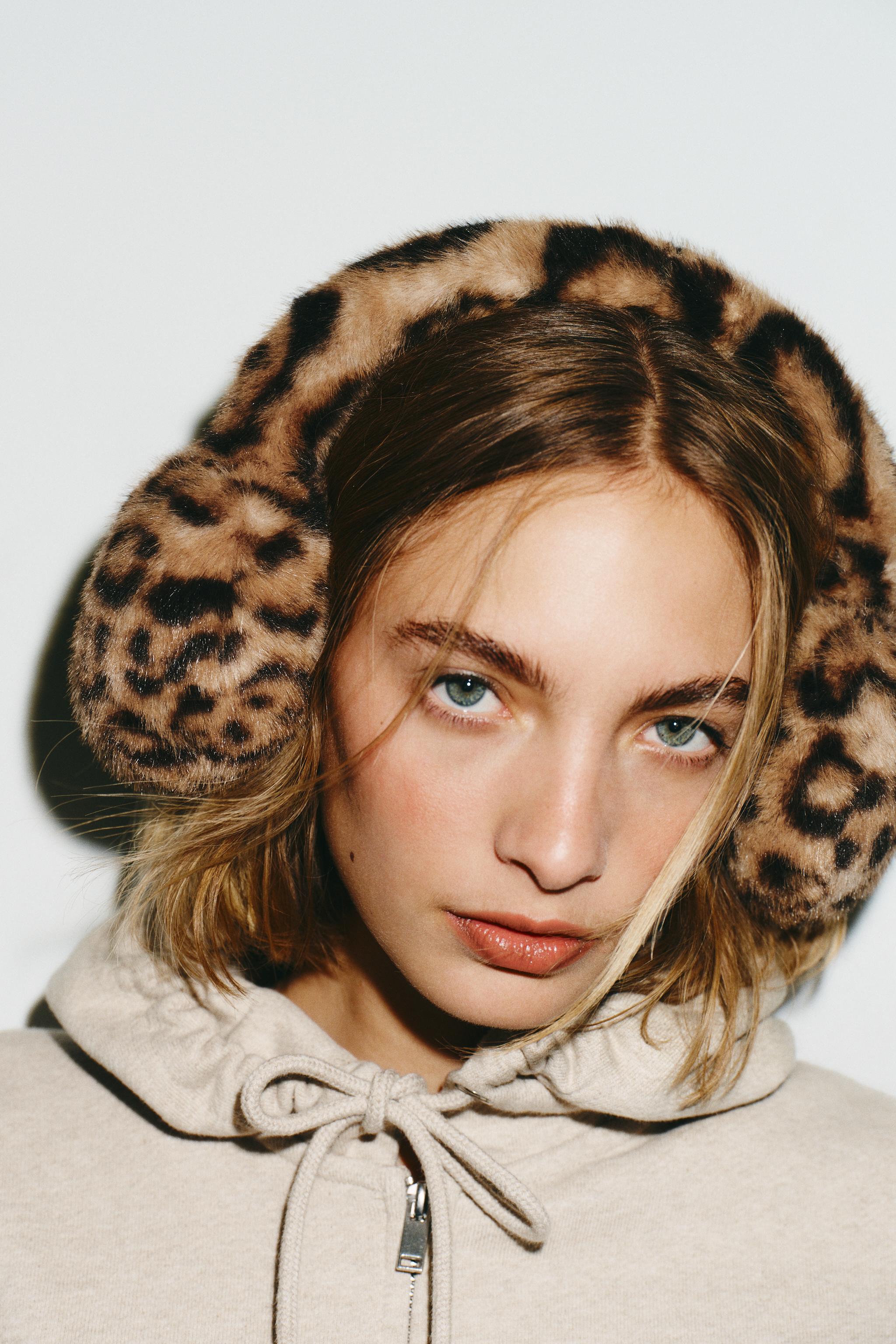 FAUX FUR ANIMAL PRINT EARMUFFS