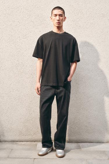 RELAXED FIT DRAWSTRING JEANS - Black by Zara