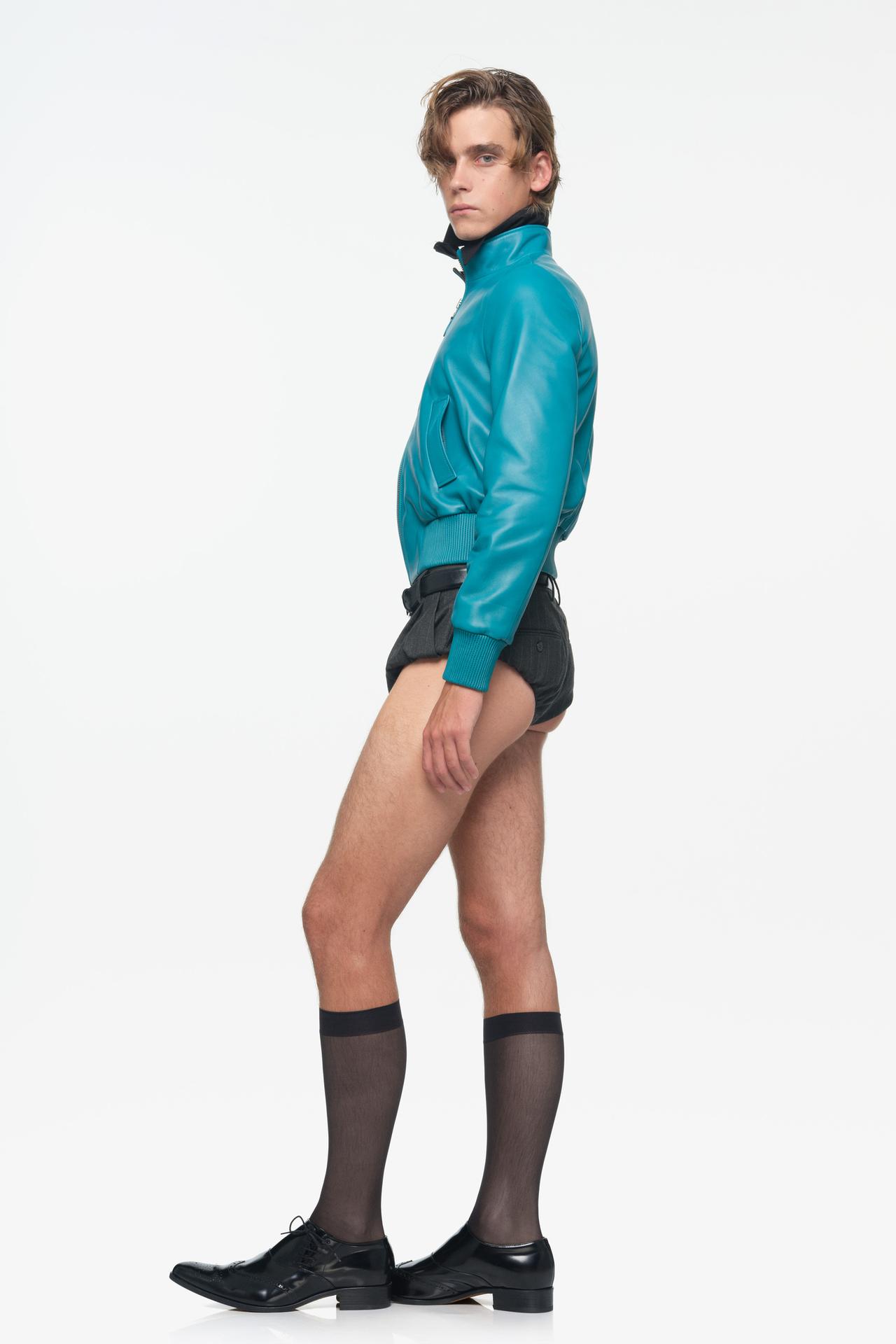 LIMITED EDITION 100% WOOL PINSTRIPE SHORTS — Dark green