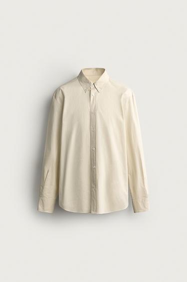 CAMISA REGULAR FIT POPELÍN - Crudo de Zara