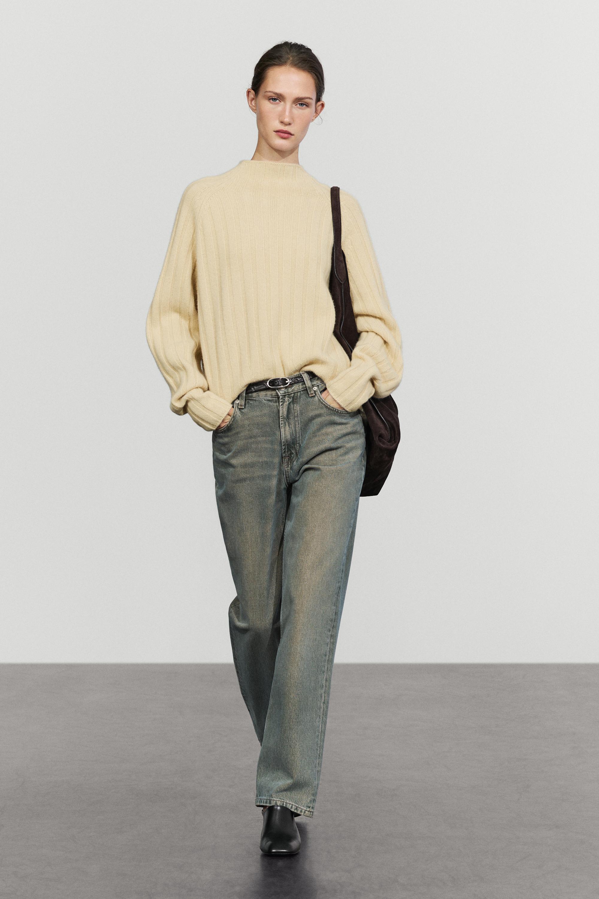 100% wool knit mock neck sweater
