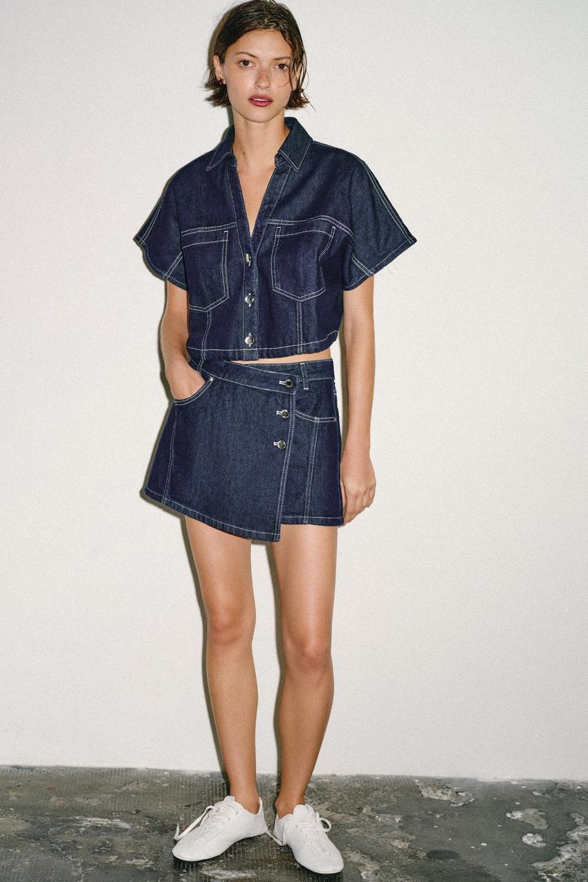 Z1975 ショートデニムシャツ - ブルー | ZARA Japan / 日本