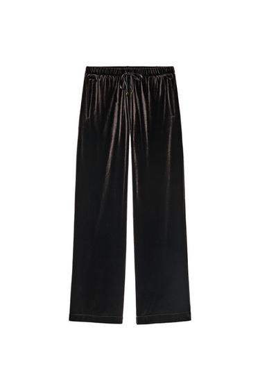 PANTALÓN ANCHO TERCIOPELO - Marrón oscuro de Zara
