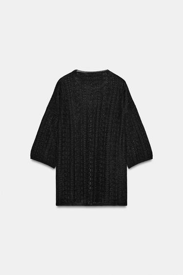 POINTELLE KNIT TOP WITH VENTS - Black by Zara - Image 8