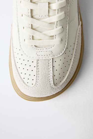 TENNIS EN CUIR PIEDS NUS - Blanc de Zara - Image 4