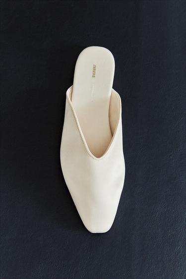 SATEEN MULE SLIPPERS - Ecru White by Zara - Image 0