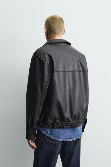 BLOUSON BOMBER MATIÈRE SYNTHÉTIQUE - Noir de Zara - Image 2
