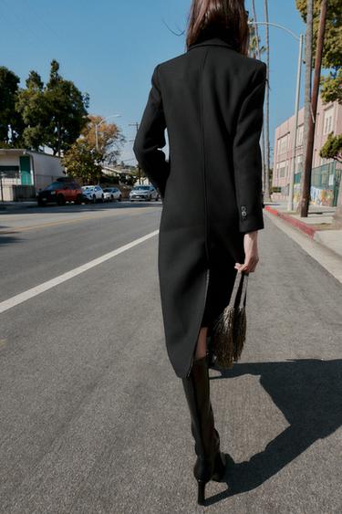 LONG DOUBLE-BREASTED COAT - Black by Zara - Image 5
