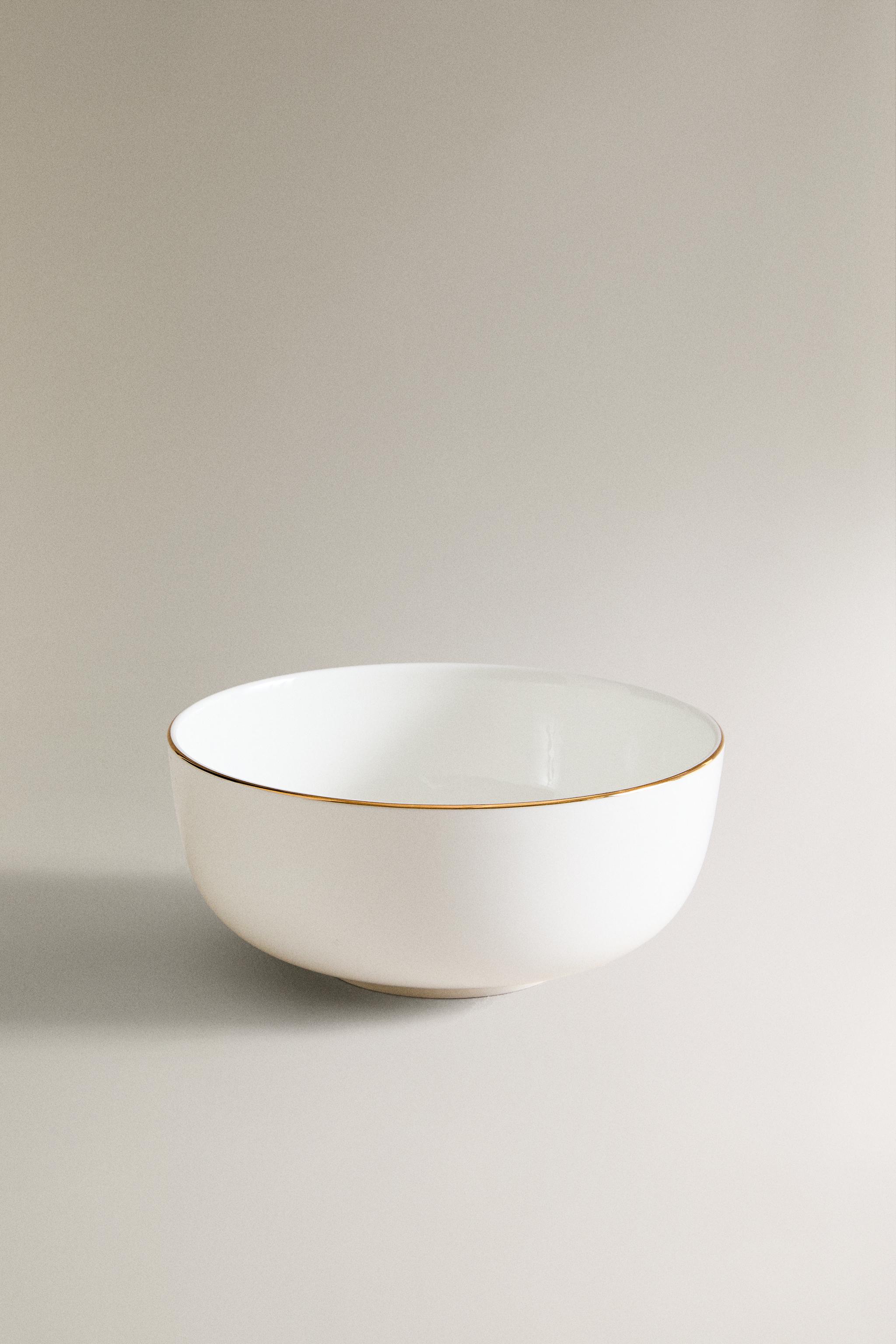 RIMMED BONE CHINA BOWL - Gold | ZARA United States