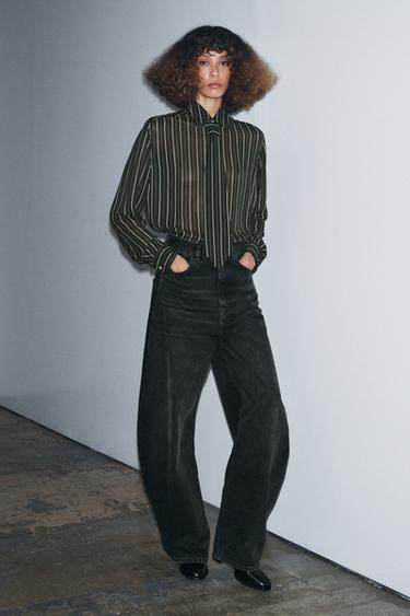 ZW COLLECTION BALLOON HIGH-WAIST JEANS - Black by Zara