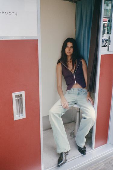 JEANS TRF WIDE LEG TIRO BAJO - Azul lavado de Zara