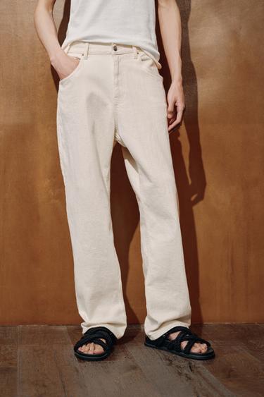 ADJUSTABLE RELAXED FIT JEANS - Oyster-white by Zara