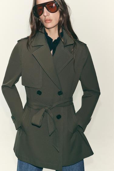 Zara WATER REPELLENT WINDPROOF DOUBLE-BREASTED TRENCH COAT - Khaki
