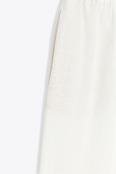RUSTIC WIDE-LEG TROUSERS WITH RAMIE - Oyster-white by Zara - Image 7