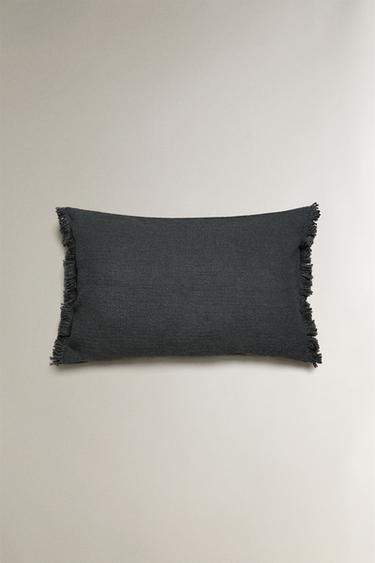 CAPA DE ALMOFADA COM FRANJAS - Azul / Cinza da Zara - Imagem 0