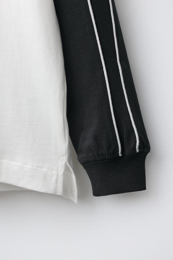 T-SHIRT SPORT À DOUBLES MANCHES - Blanc de Zara - Image 3