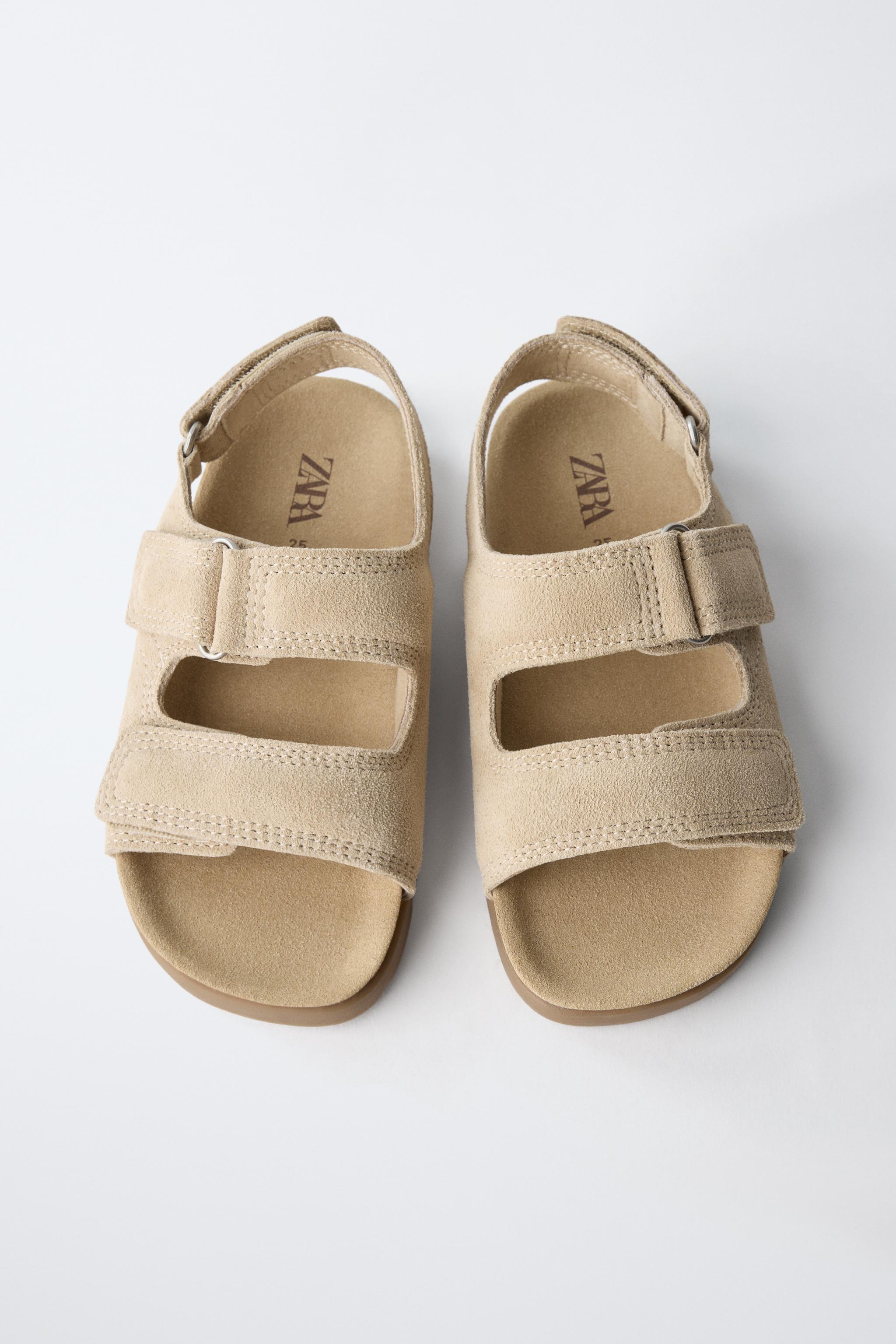 靴 SOFT LEATHER DOUBLE STRAP SANDALS 28cm DOUBLE STRAP LEATHER SANDALS - Sandy Brown | ZARA United States