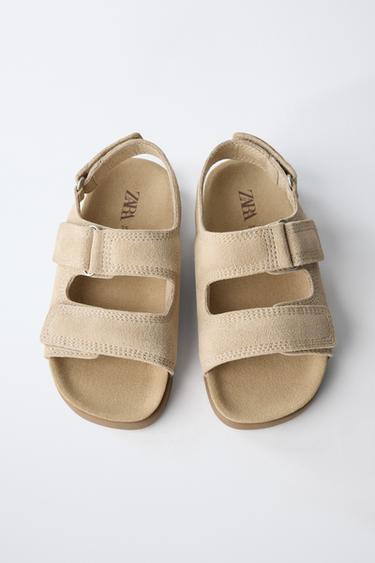 DOUBLE-STRAP LEATHER SANDALS - Sand Brown by Zara - Image 3
