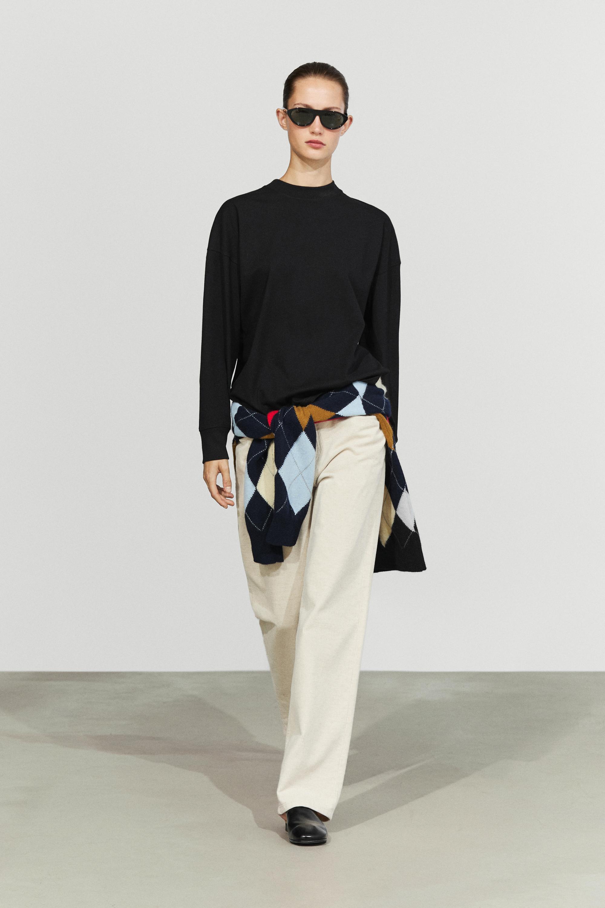 Long sleeve round neck T-shirt