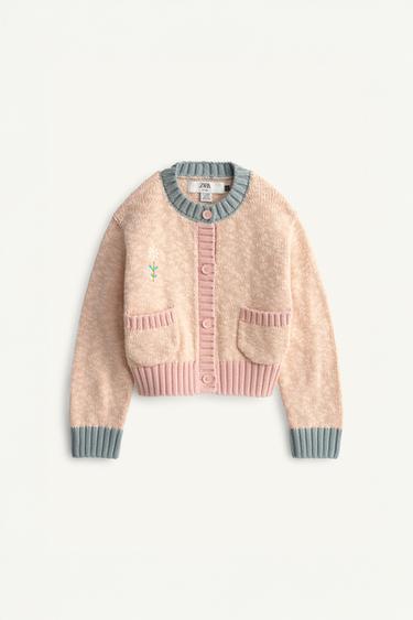 TRICOT VEST MET KLEURBLOK GEBORDEERDE BLOEM LIMITED EDITION - donker mandarijn van Zara