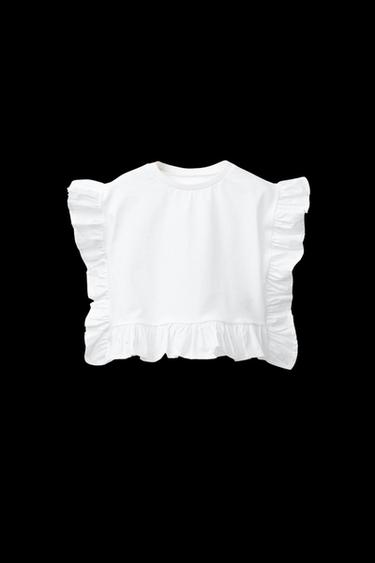 POPLIN RUFFLE T-SHIRT - White by Zara - Image 0
