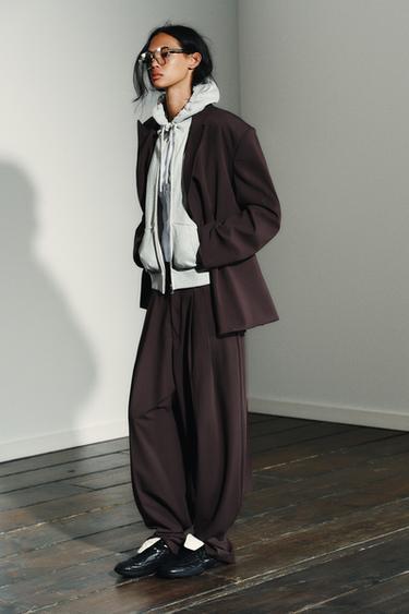 BLAZER CEINTURE - Bordeaux foncé de Zara