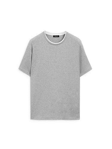 Zara 100% cotton T-shirt with contrast detail - Gray marl