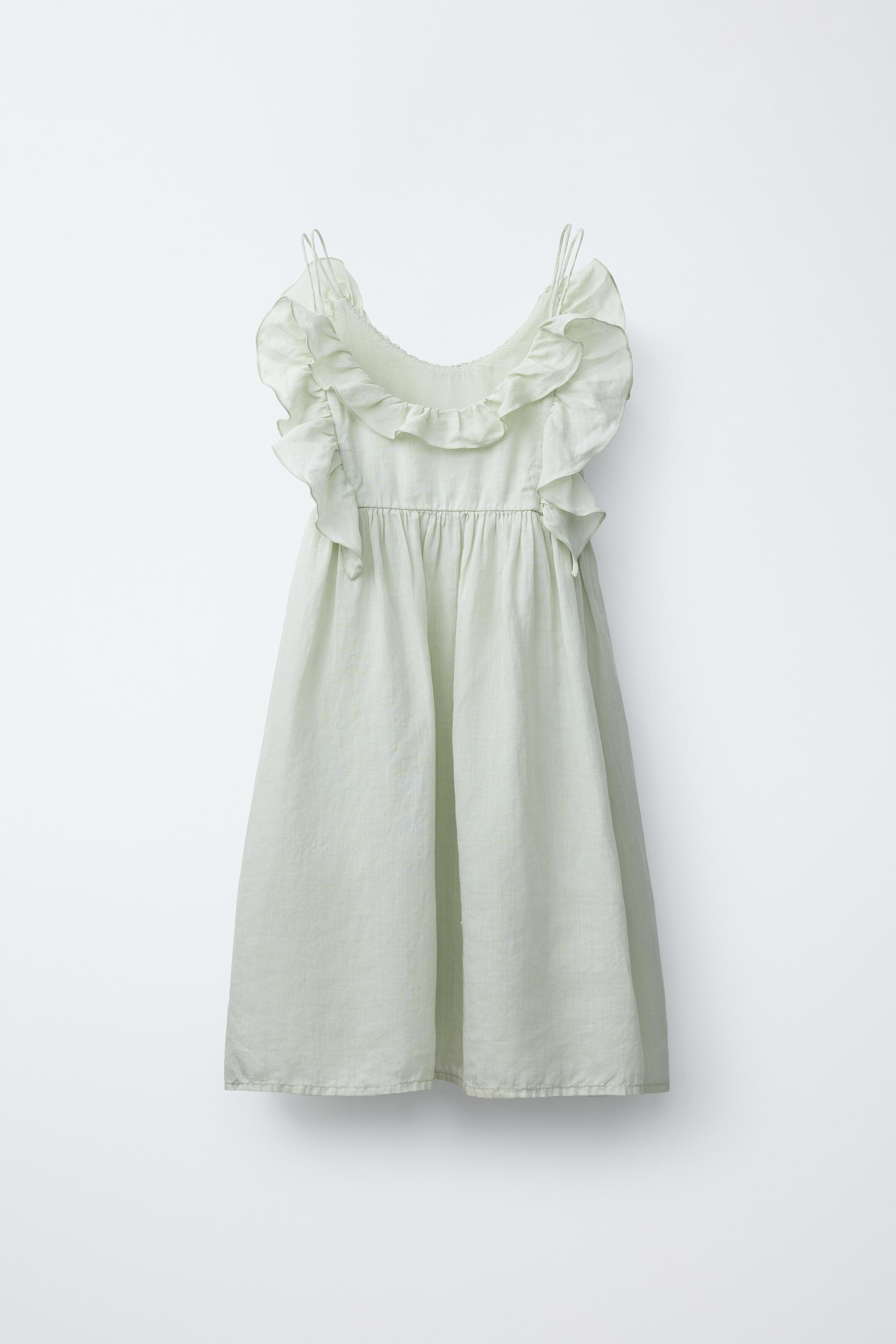 100% RAMIE RUFFLED DRESS