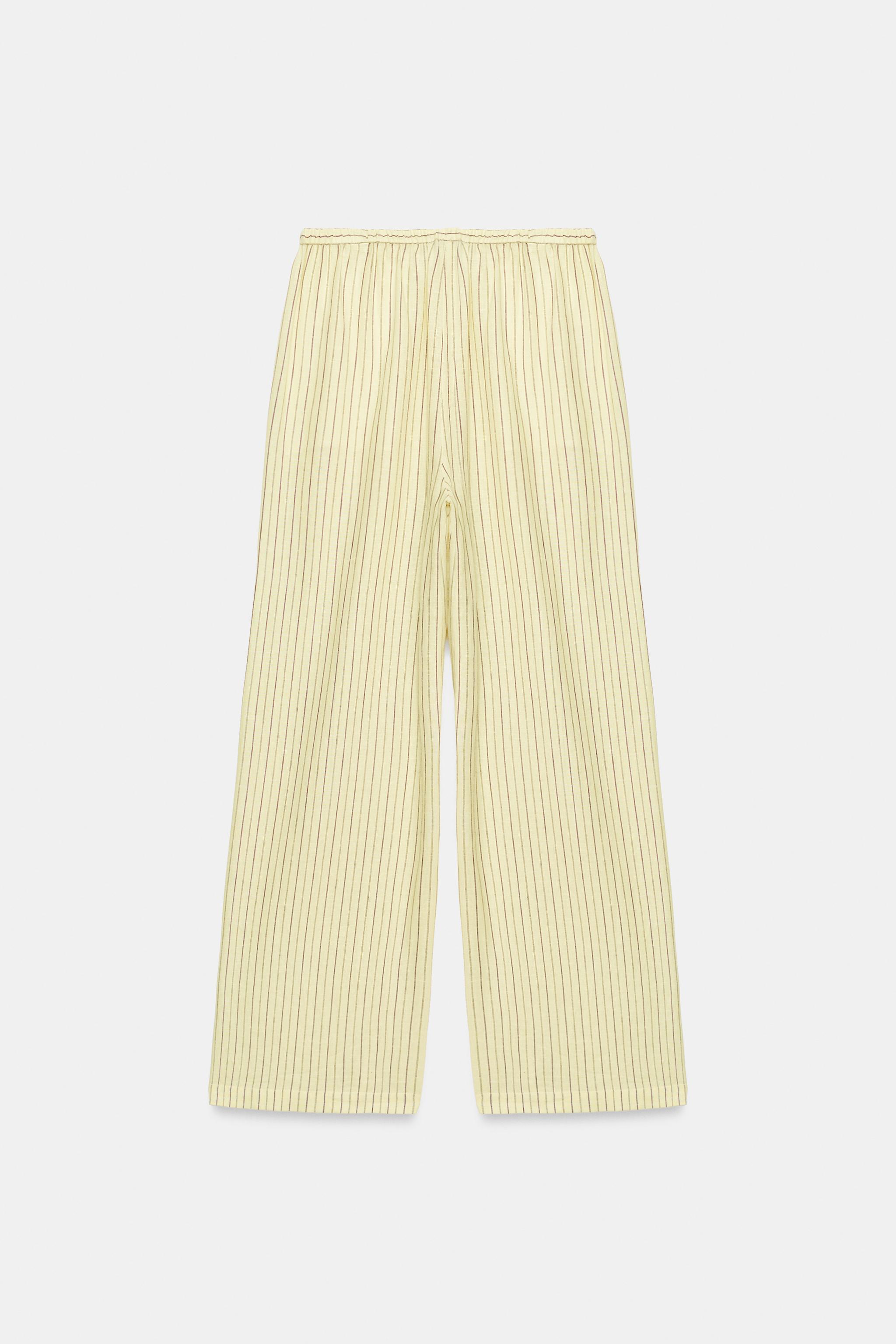 Женские брюки Zara STRIPED LINEN PANTS — фото 7